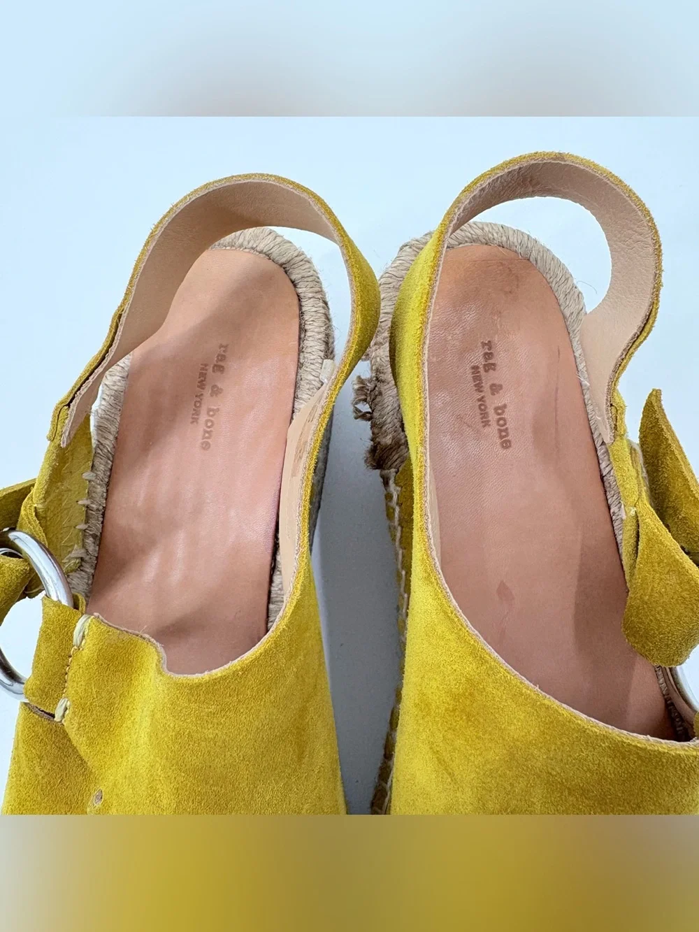 Rag & Bone Mustard Yellow Arc Suede Wedge Sandals